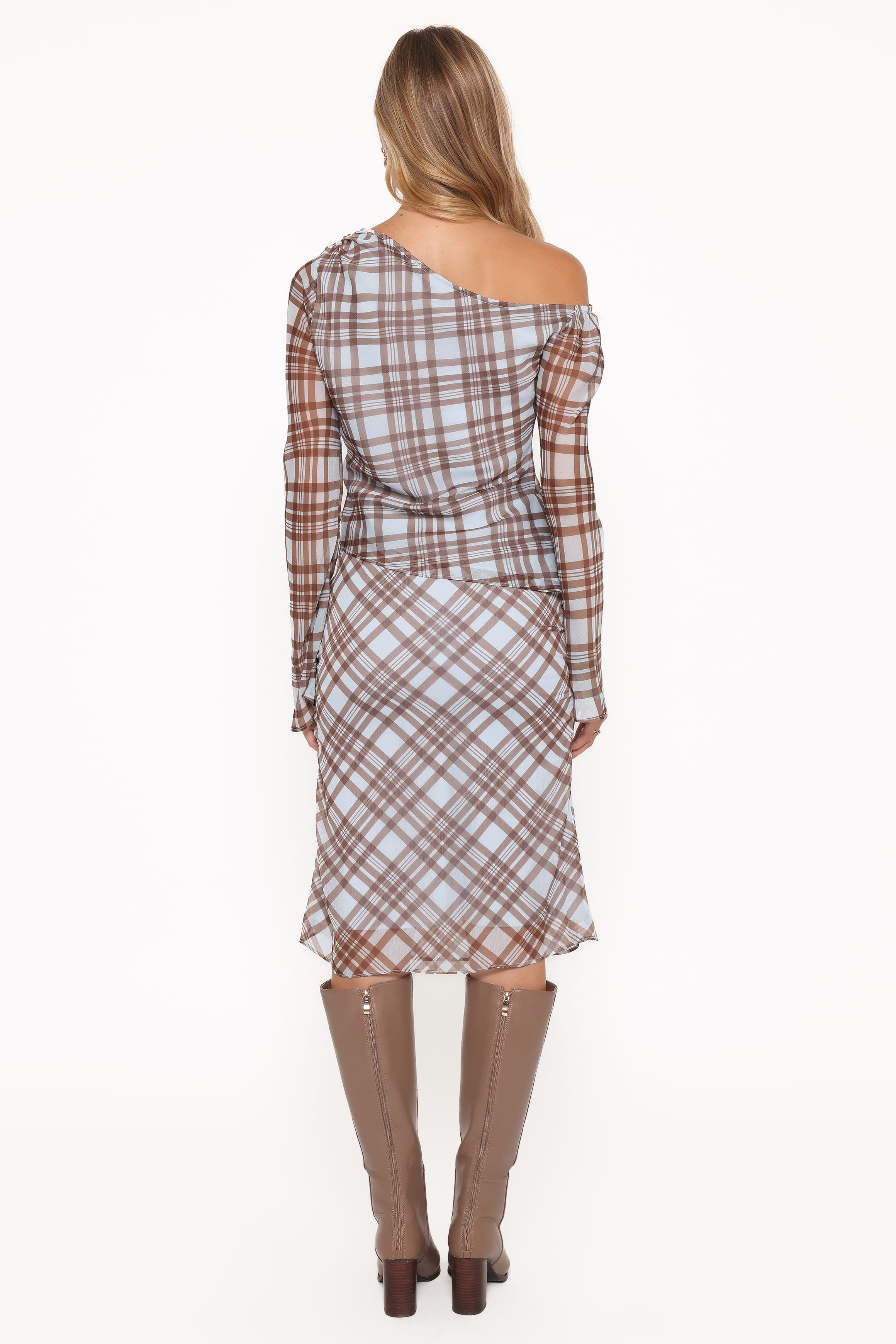 Petal and Pup USA BOTTOMS Josiana Pencil Skirt - Blue/Brown Plaid