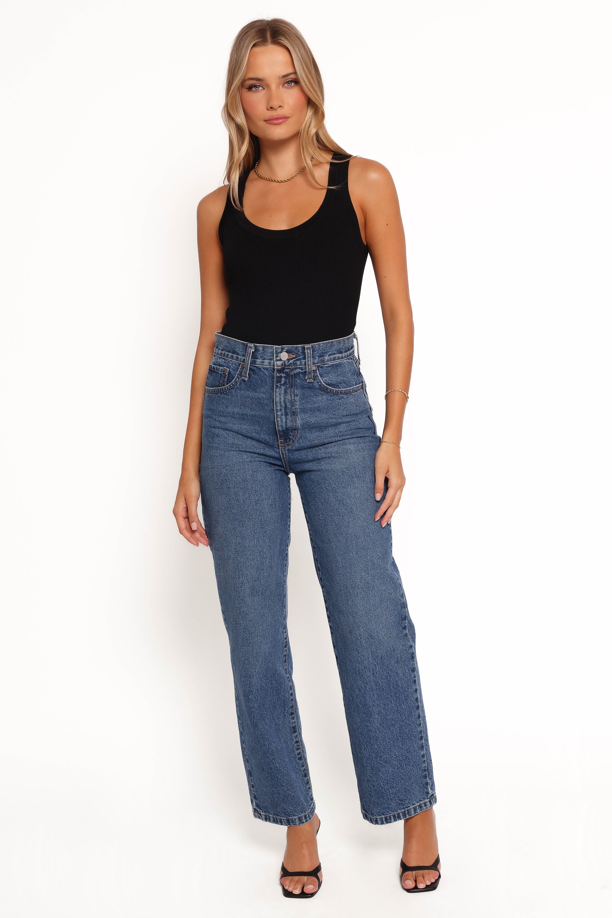 Petal and Pup USA BOTTOMS Just Black Relaxed 90s Straight Jean - Dark Denim