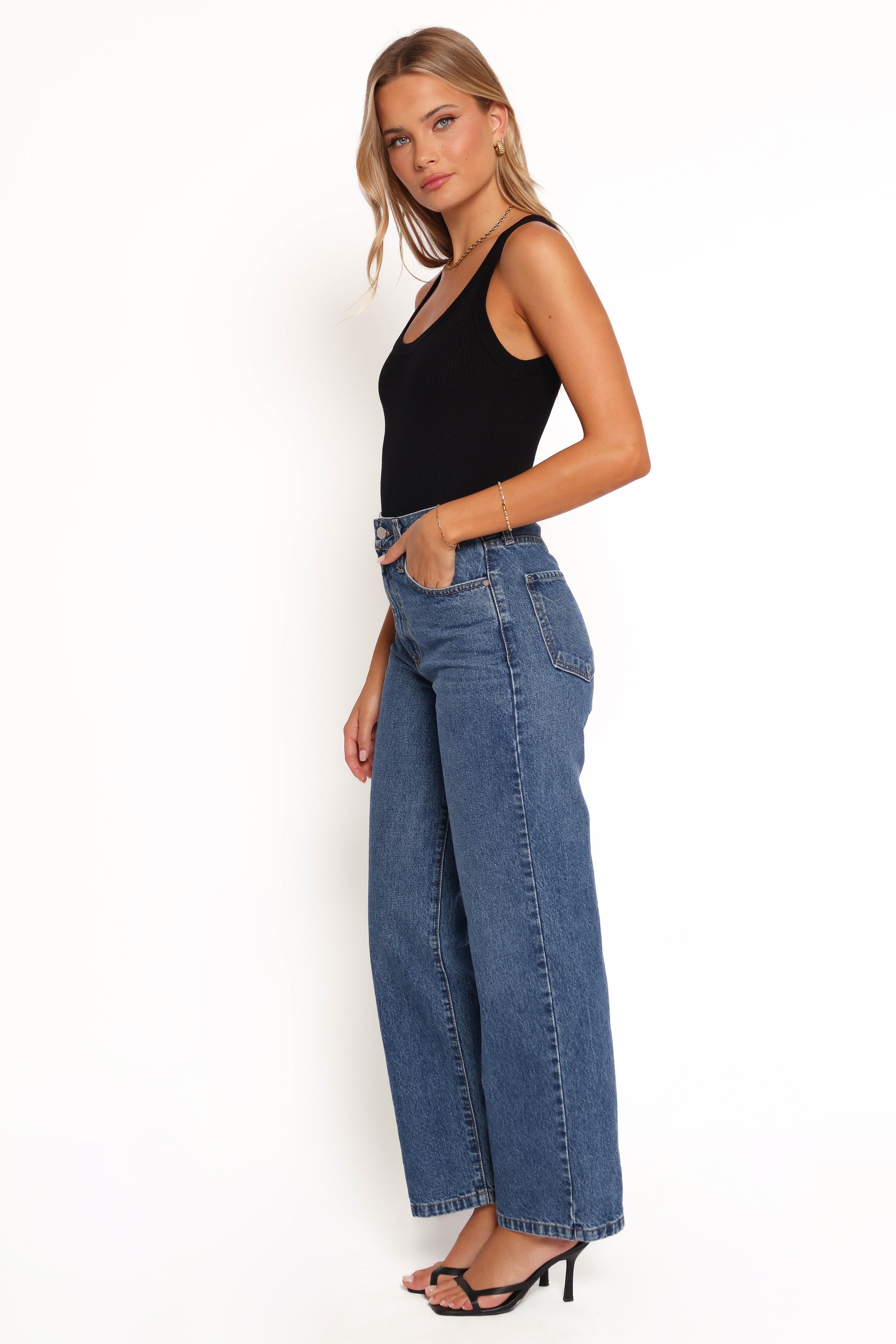 Petal and Pup USA BOTTOMS Just Black Relaxed 90s Straight Jean - Dark Denim