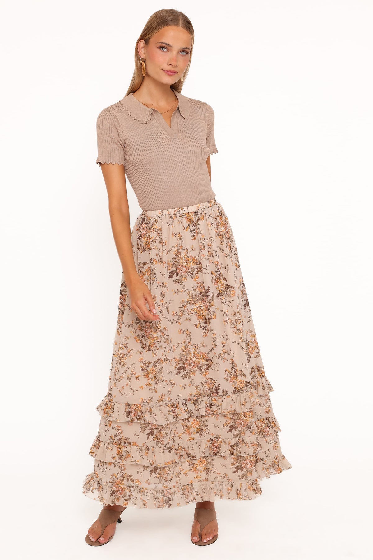 Petal and Pup USA BOTTOMS Kadie Maxi Skirt - Beige Floral