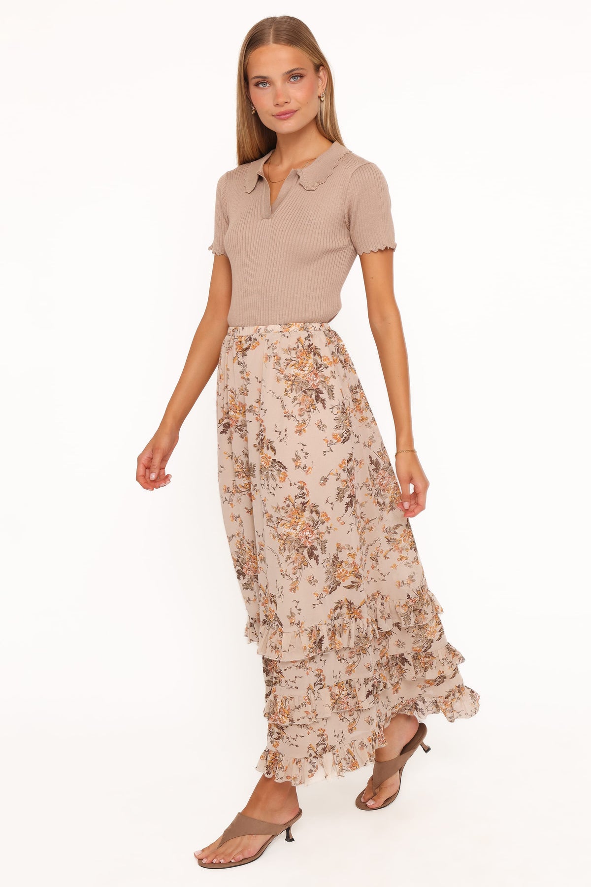 Petal and Pup USA BOTTOMS Kadie Maxi Skirt - Beige Floral
