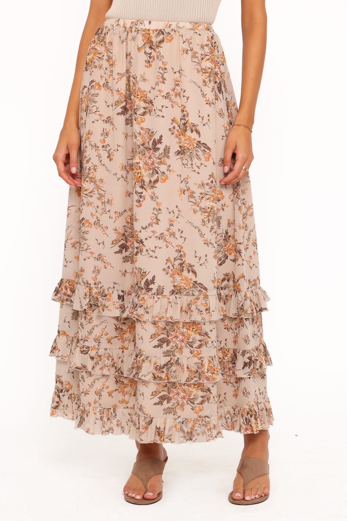 Petal and Pup USA BOTTOMS Kadie Maxi Skirt - Beige Floral