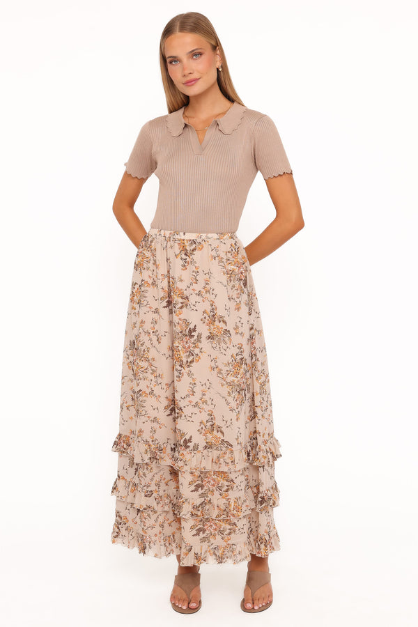 Petal and Pup USA BOTTOMS Kadie Maxi Skirt - Beige Floral