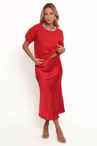 Petal and Pup USA BOTTOMS Karla Midi Skirt - Red