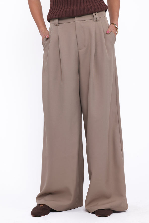 Petal and Pup USA BOTTOMS Kathryn Wide Leg Pant - Beige