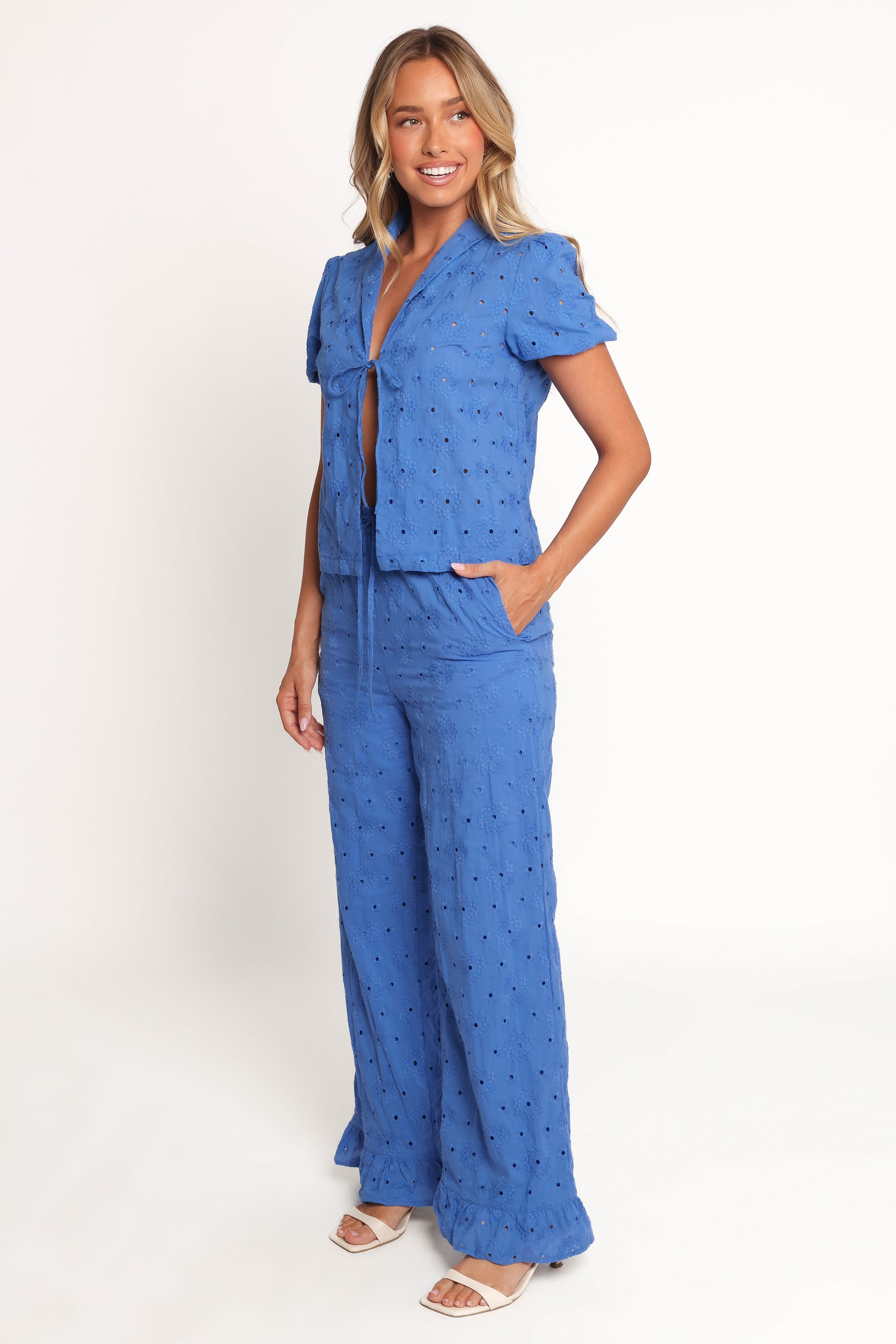 Petal and Pup USA BOTTOMS Katya Embroidered Pants - Cobalt (Hold for Amazon)