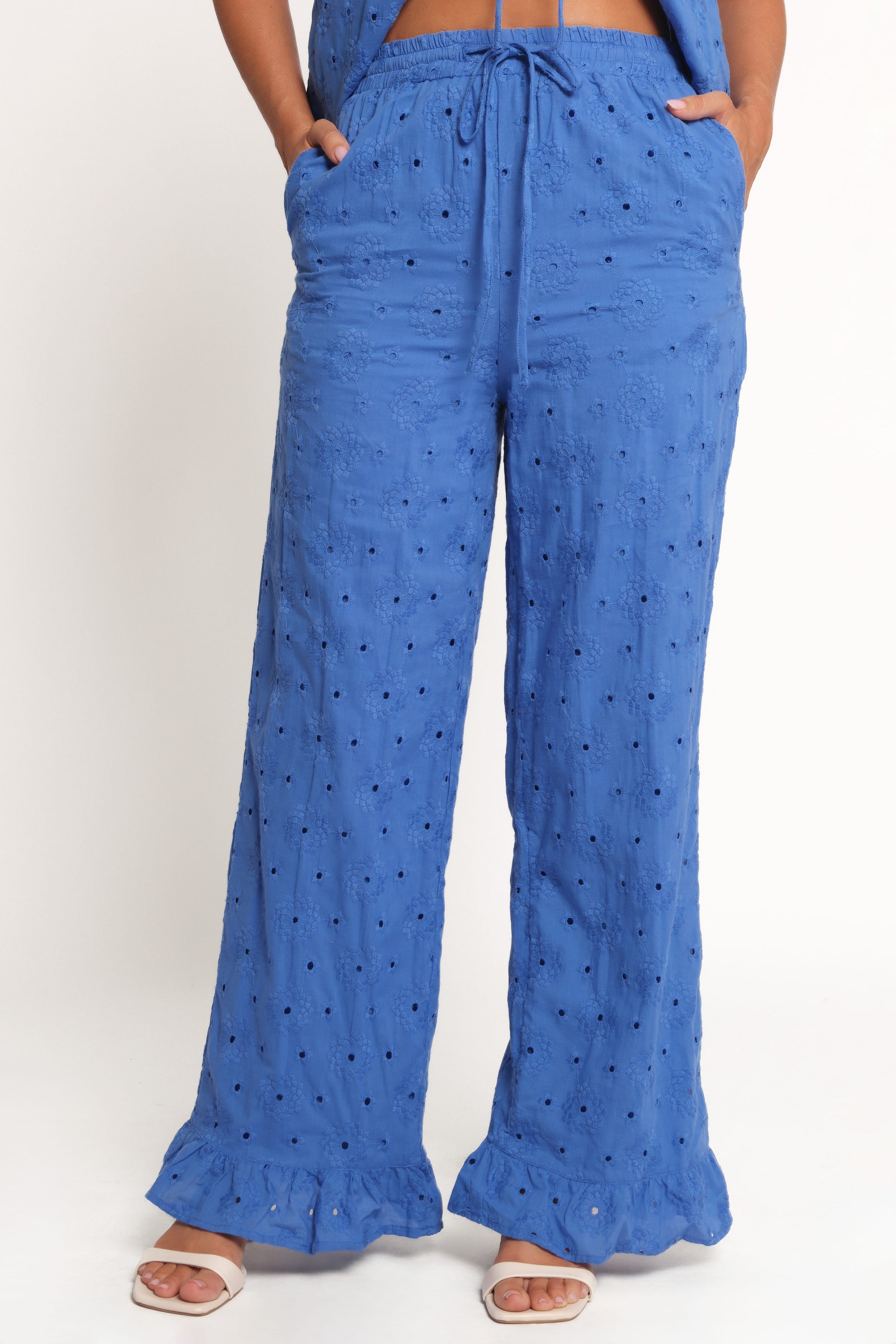 Petal and Pup USA BOTTOMS Katya Embroidered Pants - Cobalt (Hold for Amazon)