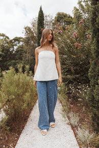 Petal and Pup USA BOTTOMS Kendall Straight Leg Jeans - Embroidery Medium Wash