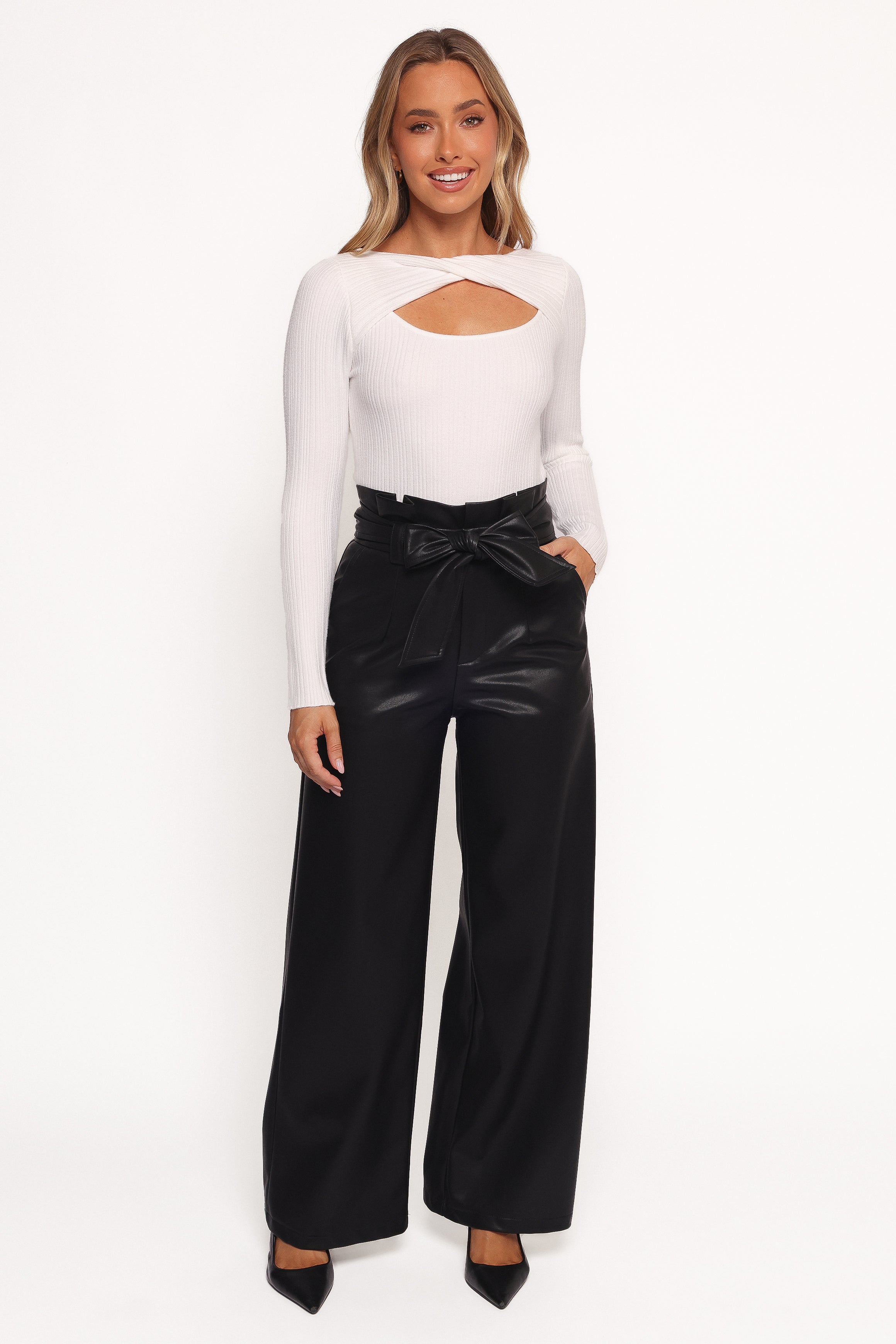 Petal and Pup USA BOTTOMS Kieran Faux Leather Pant - Black