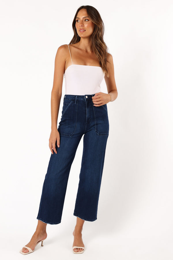 Petal and Pup USA BOTTOMS Kinsley High Rise Wide Leg Jean - Dark Denim