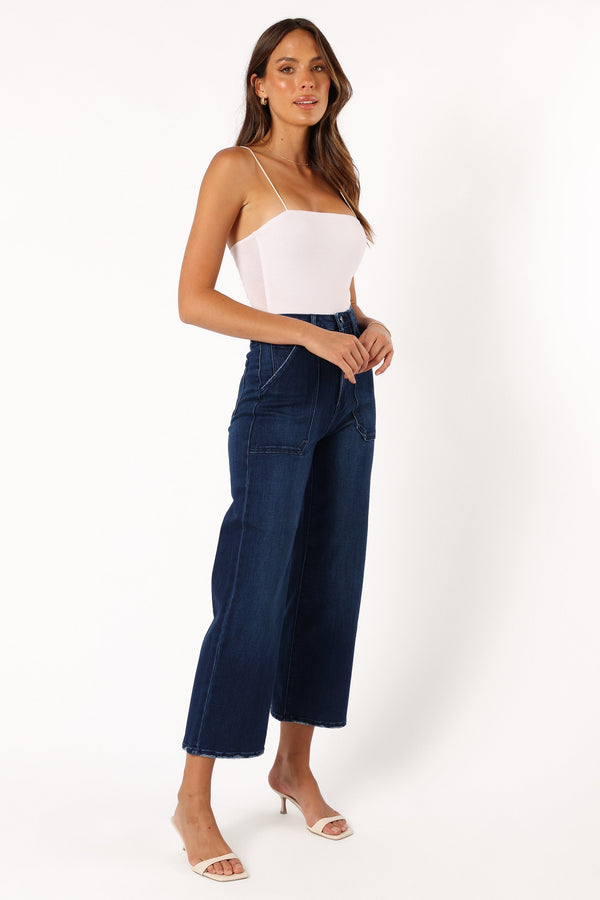 Petal and Pup USA BOTTOMS Kinsley High Rise Wide Leg Jean - Dark Denim