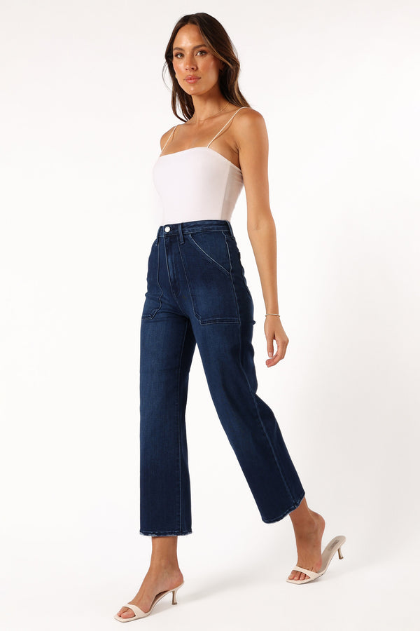 Petal and Pup USA BOTTOMS Kinsley High Rise Wide Leg Jean - Dark Denim