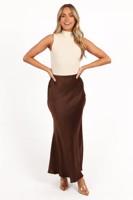 Petal and Pup USA BOTTOMS Kora Midi Skirt - Brown