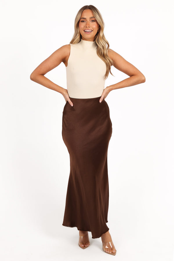 Petal and Pup USA BOTTOMS Kora Midi Skirt - Brown