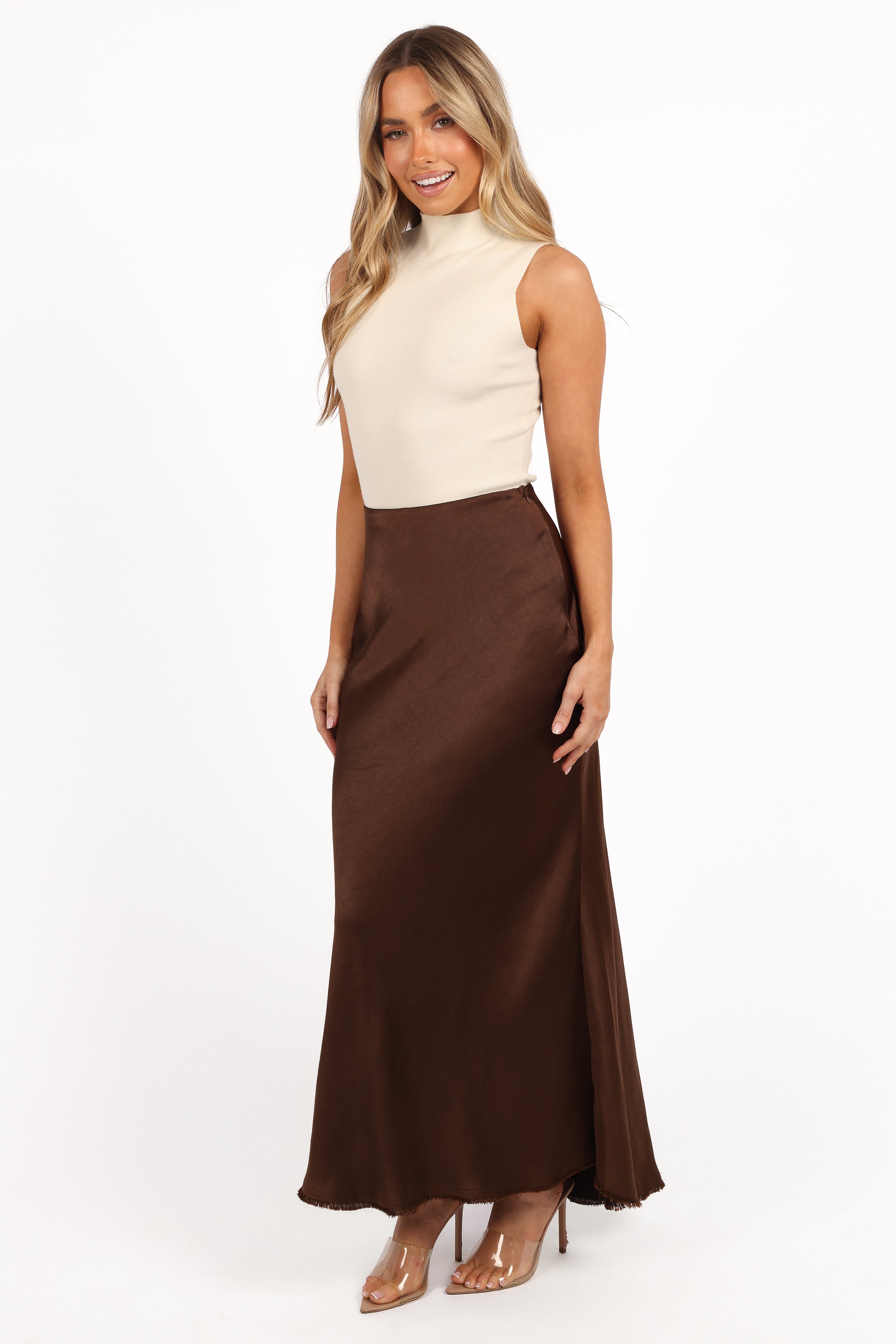 Petal and Pup USA BOTTOMS Kora Midi Skirt - Brown