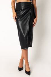 Petal and Pup USA BOTTOMS Landry Faux Leather Skirt - Black