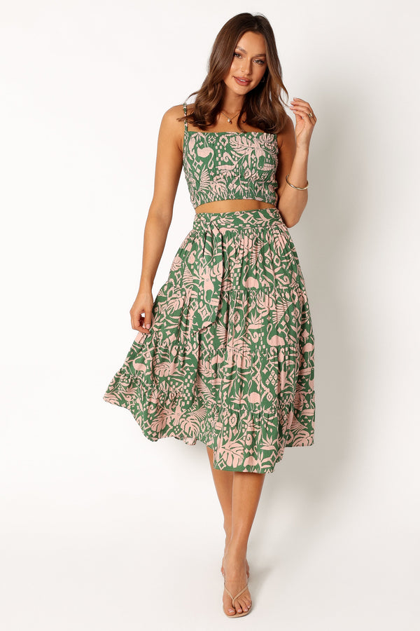 Petal and Pup USA BOTTOMS Lani Midi Skirt - Green