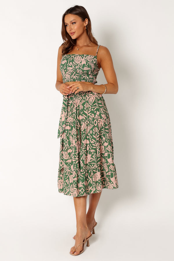 Petal and Pup USA BOTTOMS Lani Midi Skirt - Green