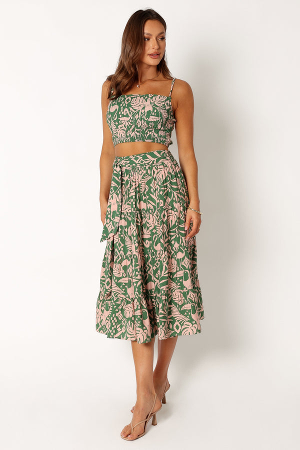 Petal and Pup USA BOTTOMS Lani Midi Skirt - Green