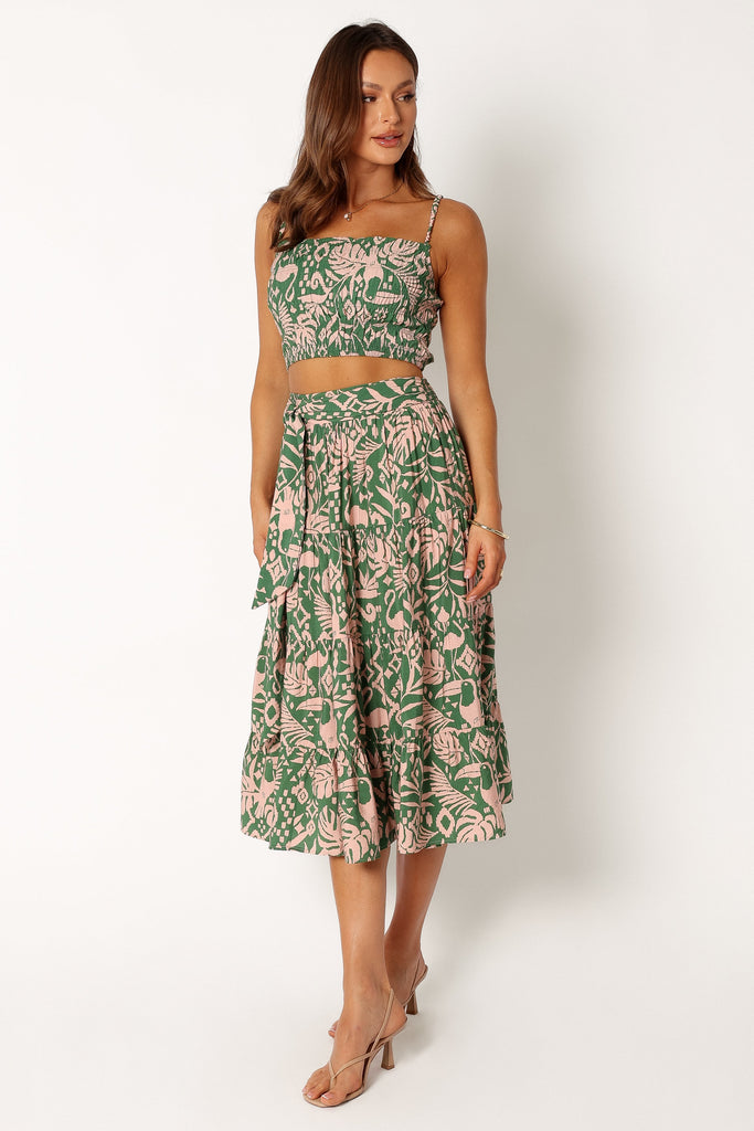 Petal Print Midi Skirt