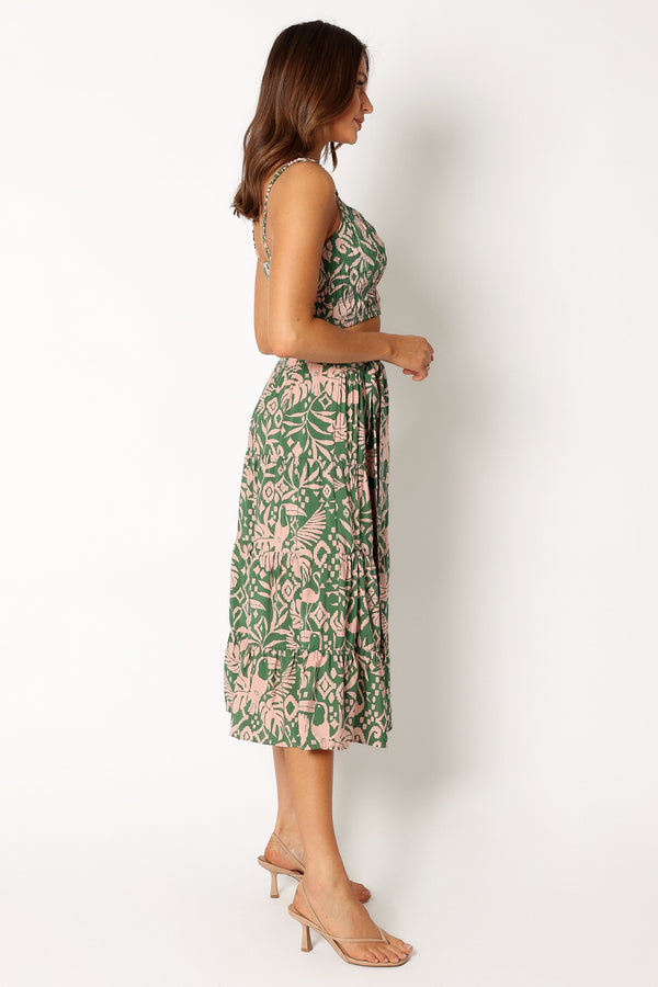 Petal and Pup USA BOTTOMS Lani Midi Skirt - Green