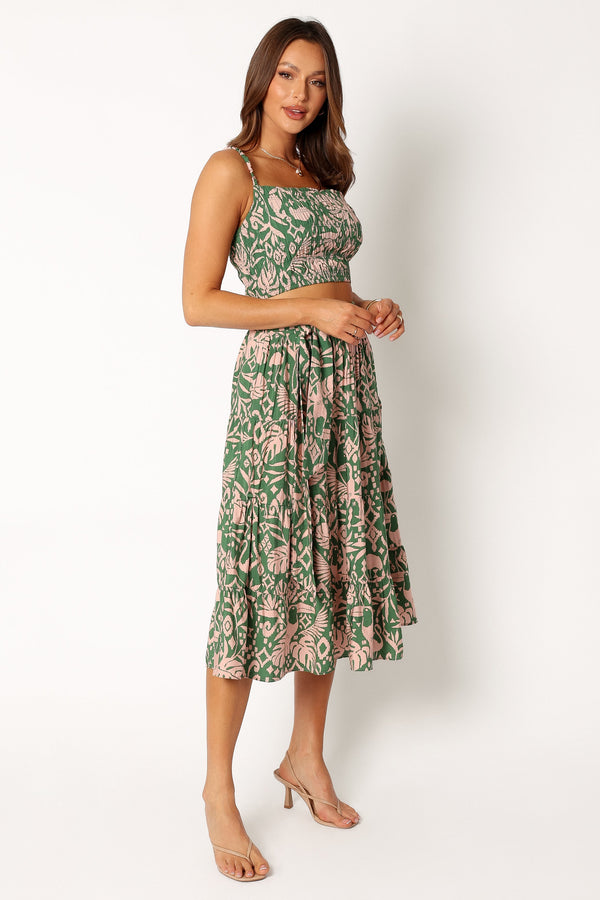 Petal and Pup USA BOTTOMS Lani Midi Skirt - Green