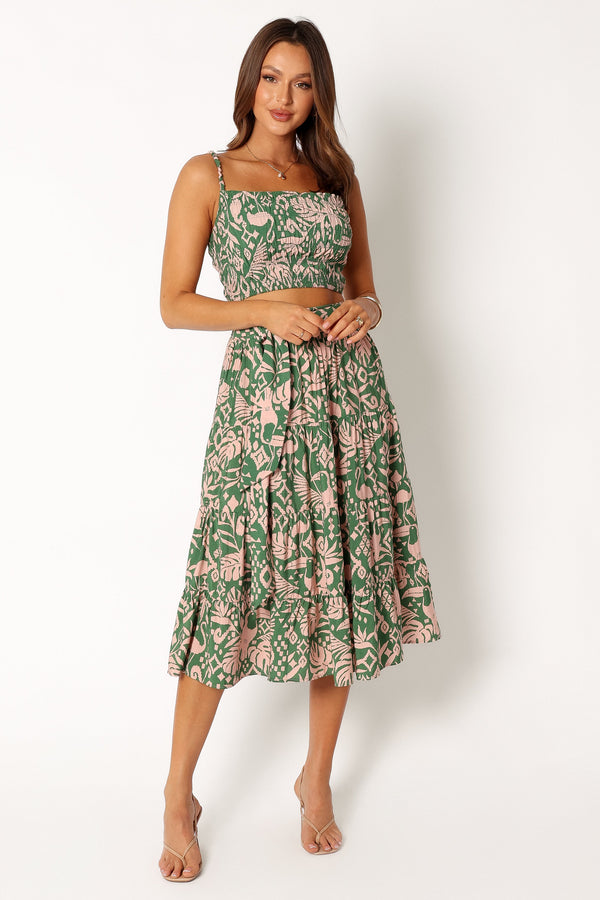 Petal and Pup USA BOTTOMS Lani Midi Skirt - Green