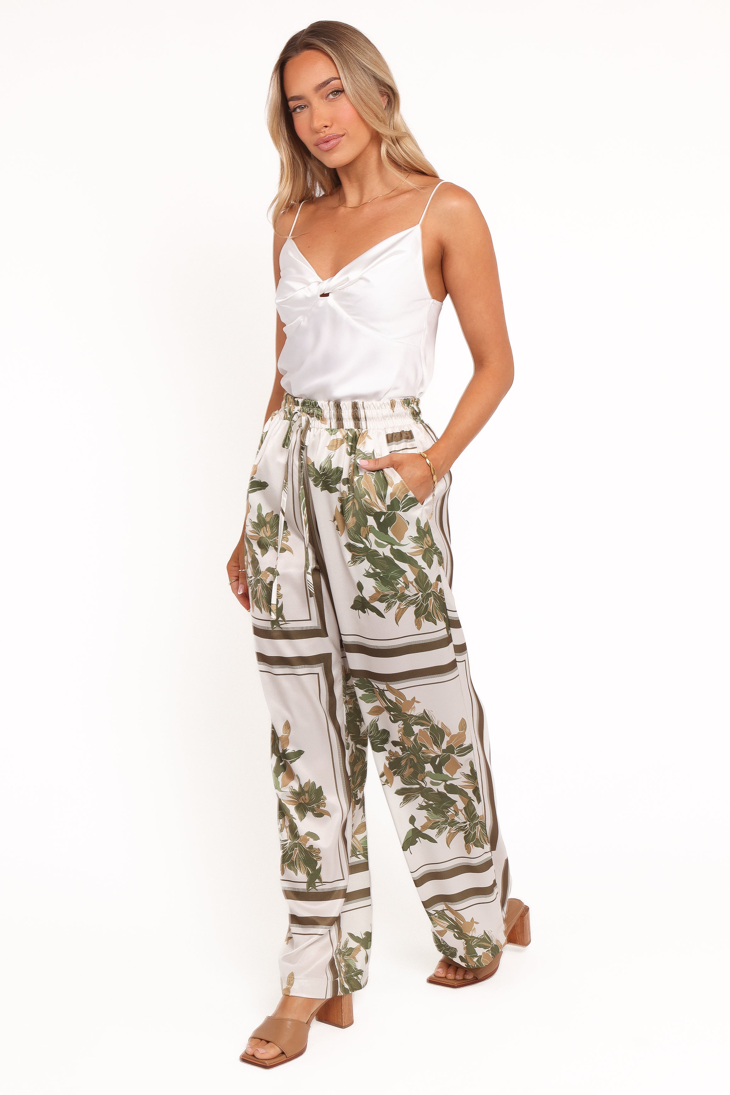Petal and Pup USA BOTTOMS Lara Wide Leg Pants - Olive Print