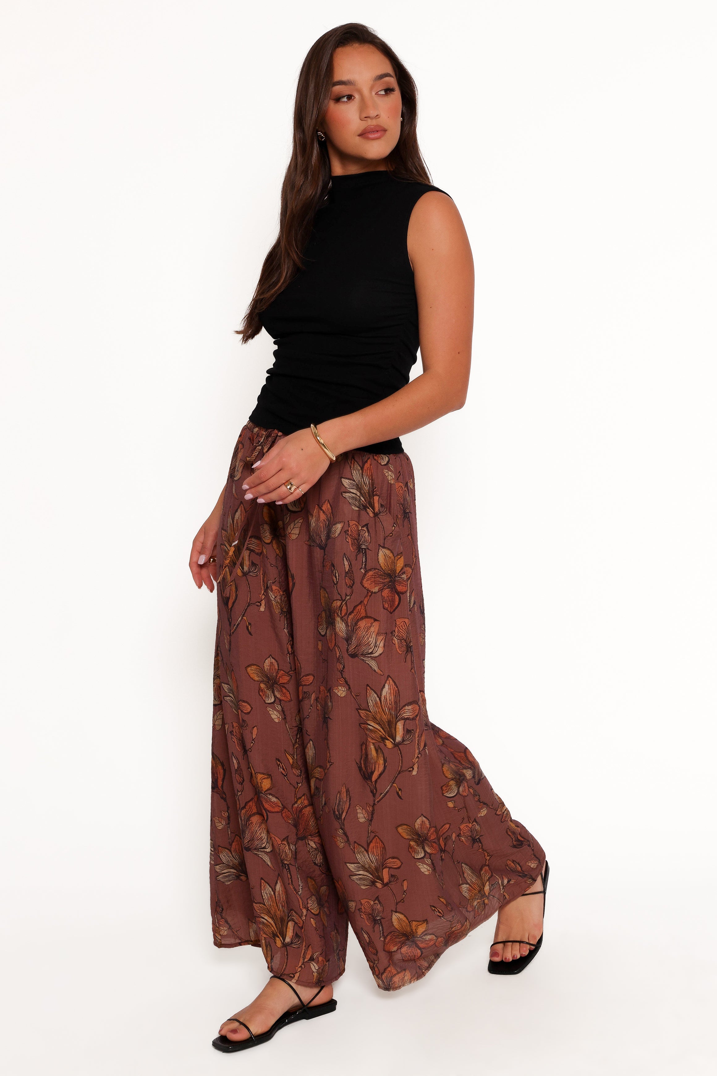 Petal and Pup USA BOTTOMS Larson Pant - Brown Floral