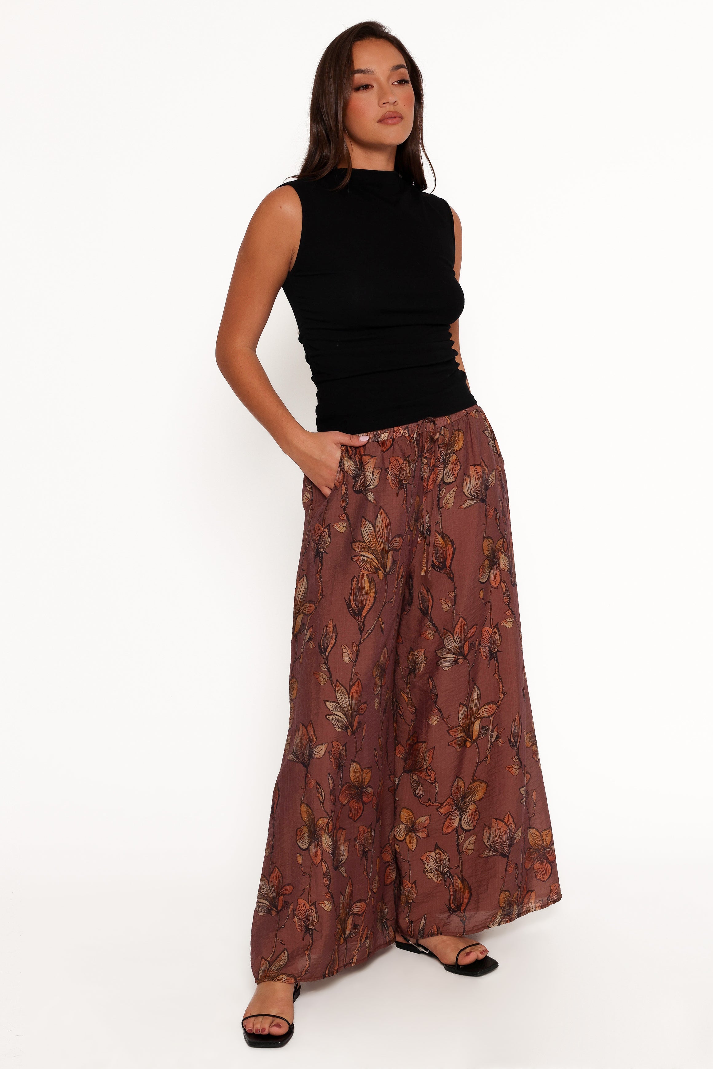 Petal and Pup USA BOTTOMS Larson Pant - Brown Floral