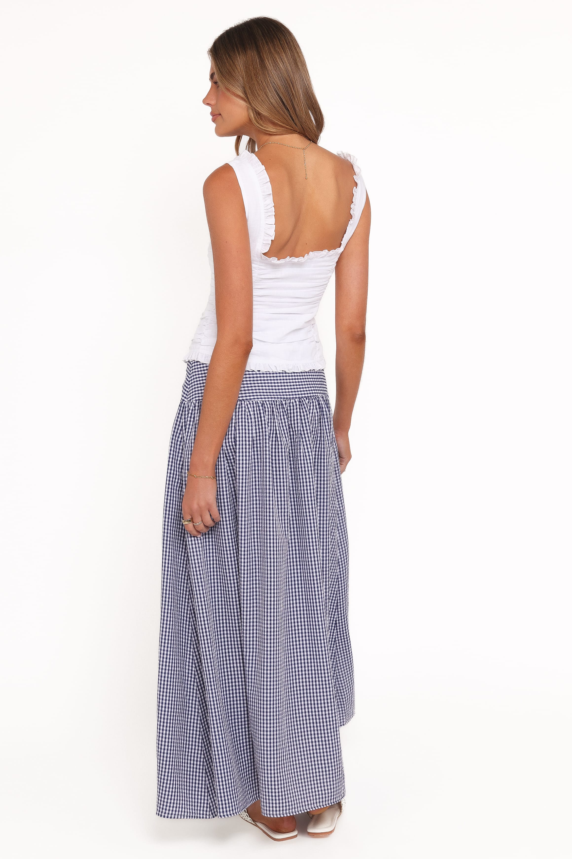 Petal and Pup USA BOTTOMS Laurita Maxi Skirt - Navy Gingham