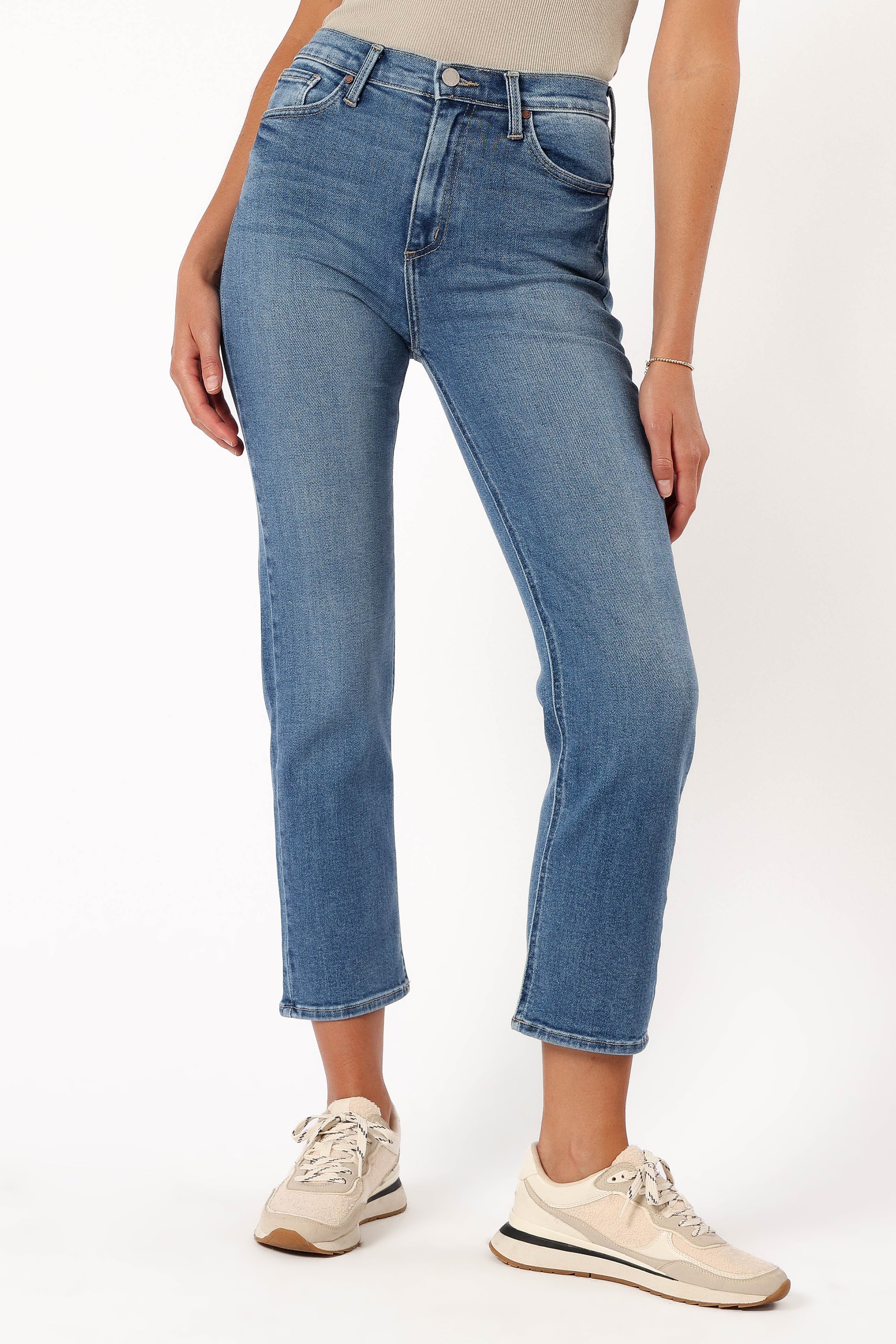 Lea High Rise Classic Straight Jean - Medium Denim - Petal & Pup USA