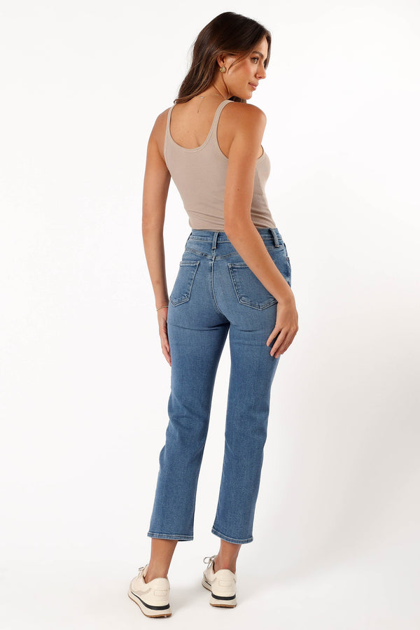 Petal and Pup USA BOTTOMS Lea High Rise Classic Straight Jean - Medium Denim