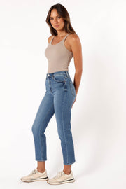 Petal and Pup USA BOTTOMS Lea High Rise Classic Straight Jean - Medium Denim