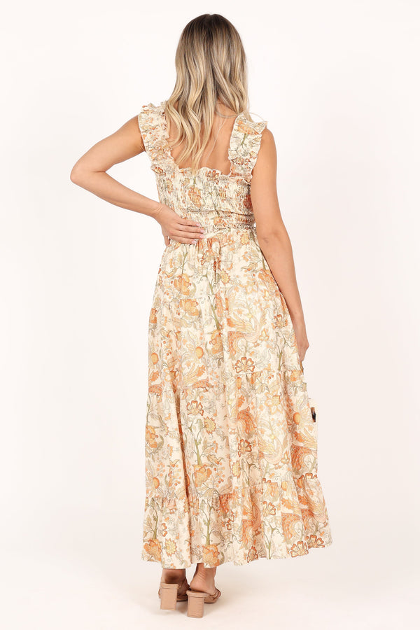 Petal and Pup USA BOTTOMS Leo Maxi Skirt - Tan Floral