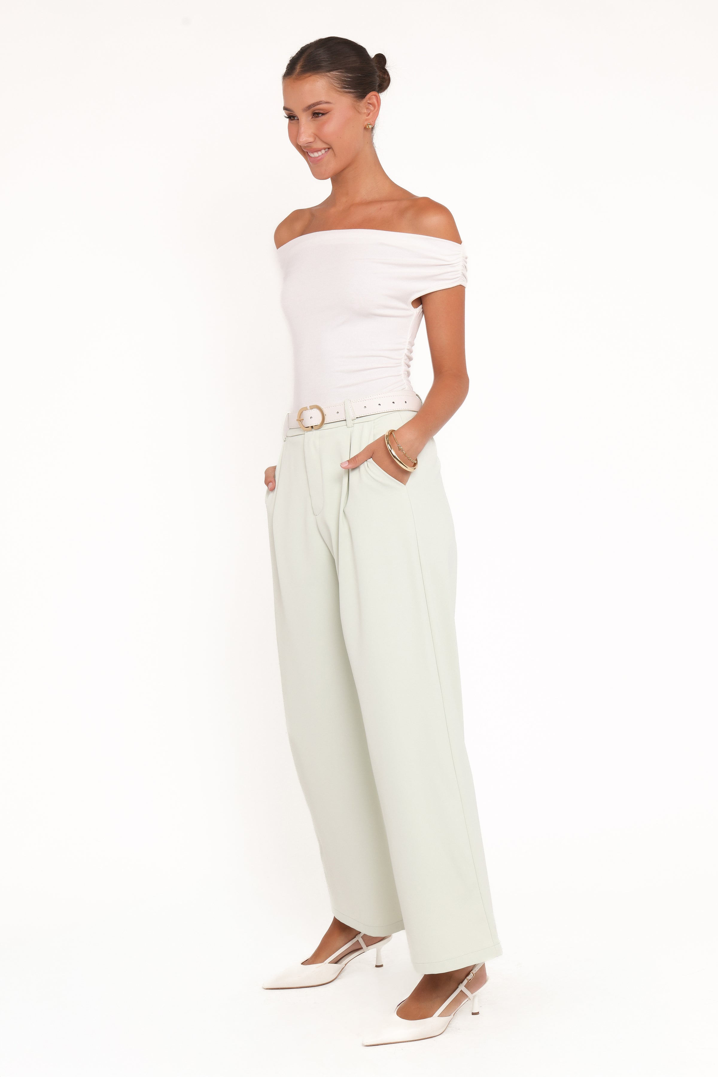 Petal and Pup USA BOTTOMS Lia Wide Leg Pant - Sage Green