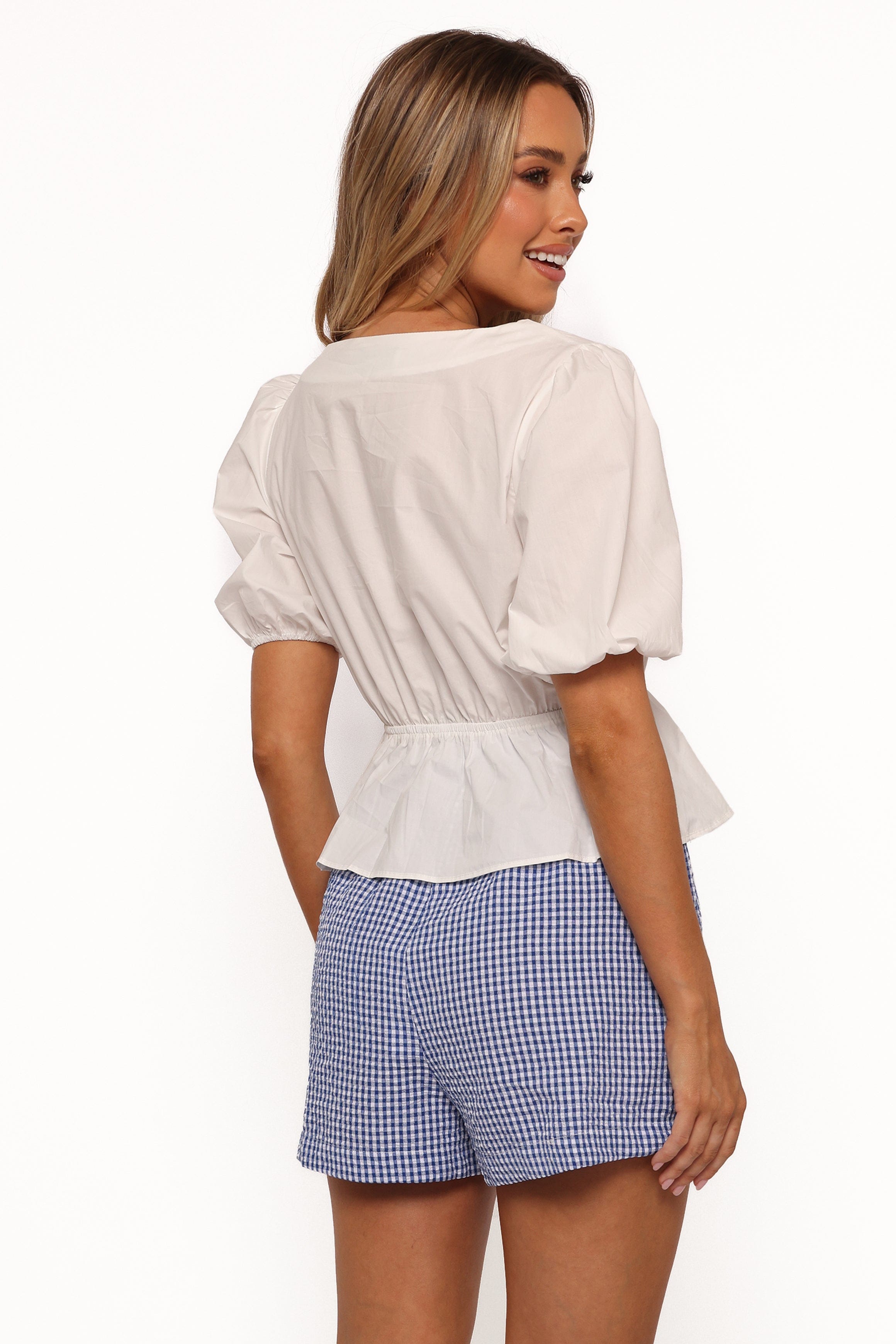 Petal and Pup USA BOTTOMS Libby Shorts - Navy Gingham (Hold for Rack)
