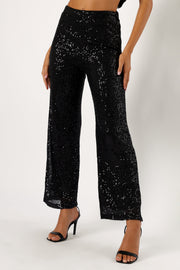 Petal and Pup USA BOTTOMS Lilianna Sequin Flare Pant - Black