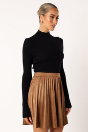 Petal and Pup USA BOTTOMS Lizzie Faux Suede Mini Skirt - Brown