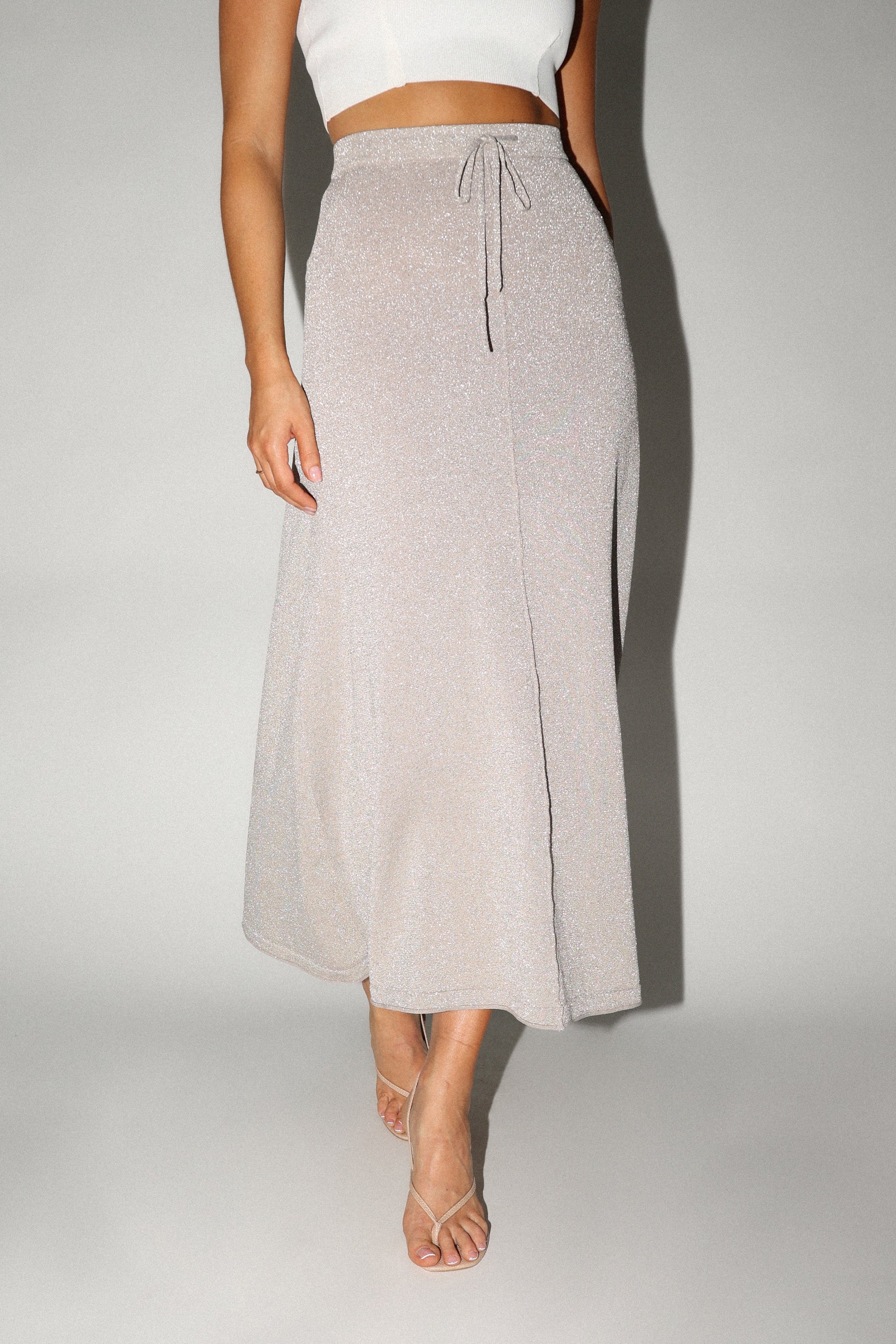 Petal and Pup USA BOTTOMS Lucille Knit Skirt - Silver