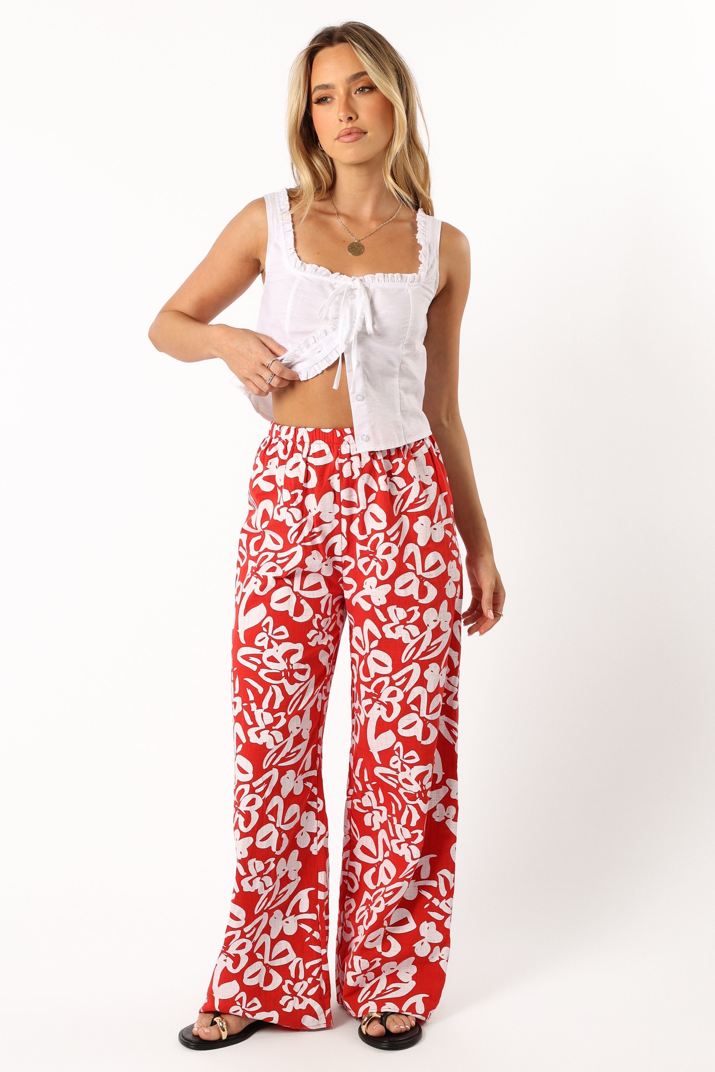 Petal and Pup USA BOTTOMS Luna Pants - Red Floral