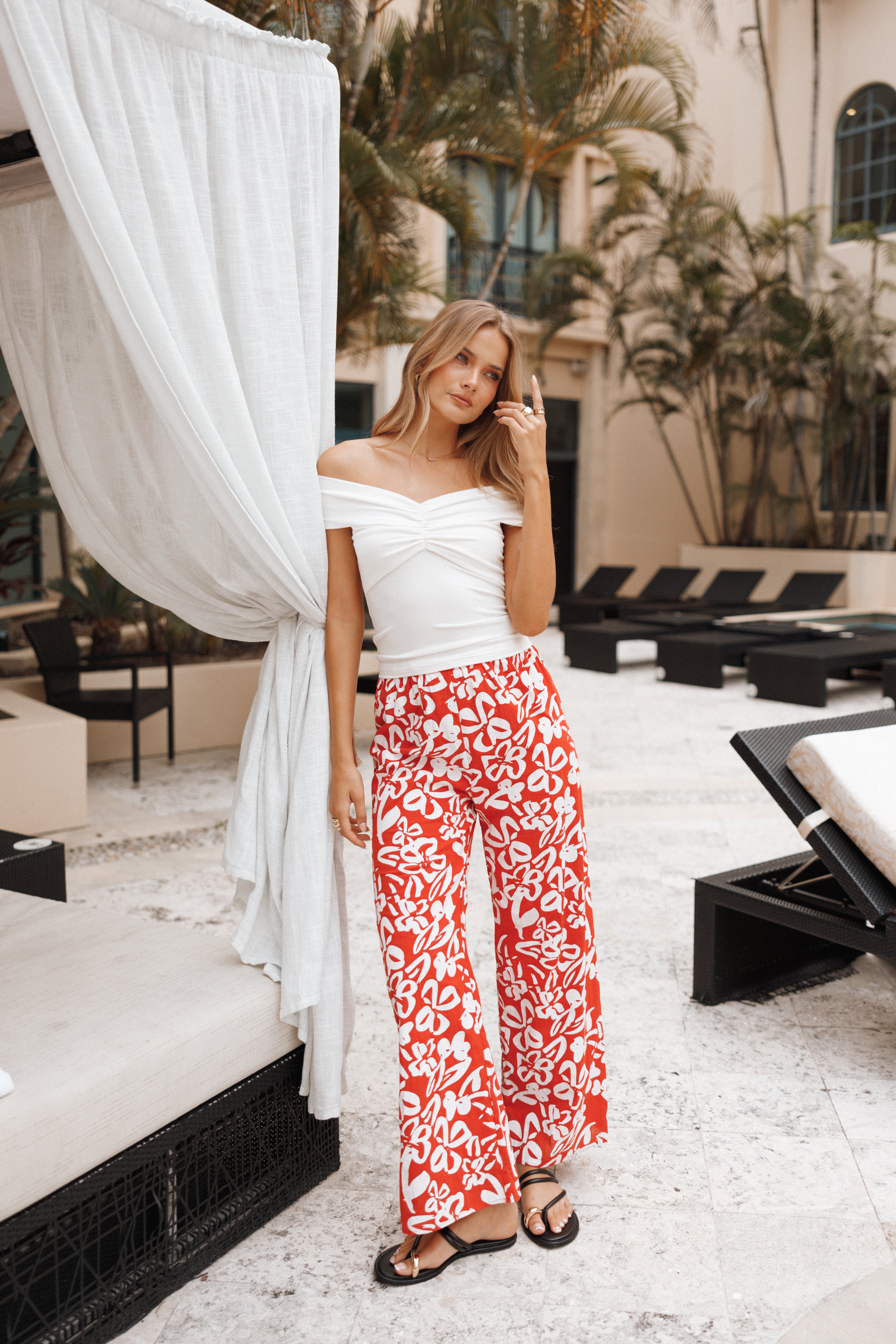 Petal and Pup USA BOTTOMS Luna Pants - Red Floral