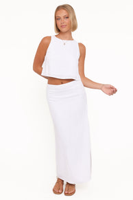 Petal and Pup USA BOTTOMS Madison Linen Column Skirt - White