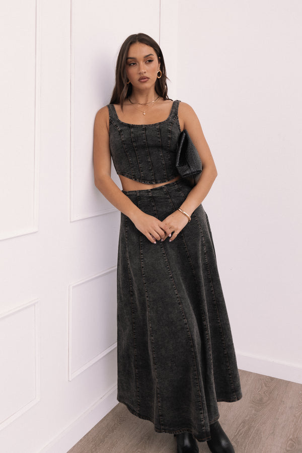 Petal and Pup USA BOTTOMS Mara Midi Skirt - Black