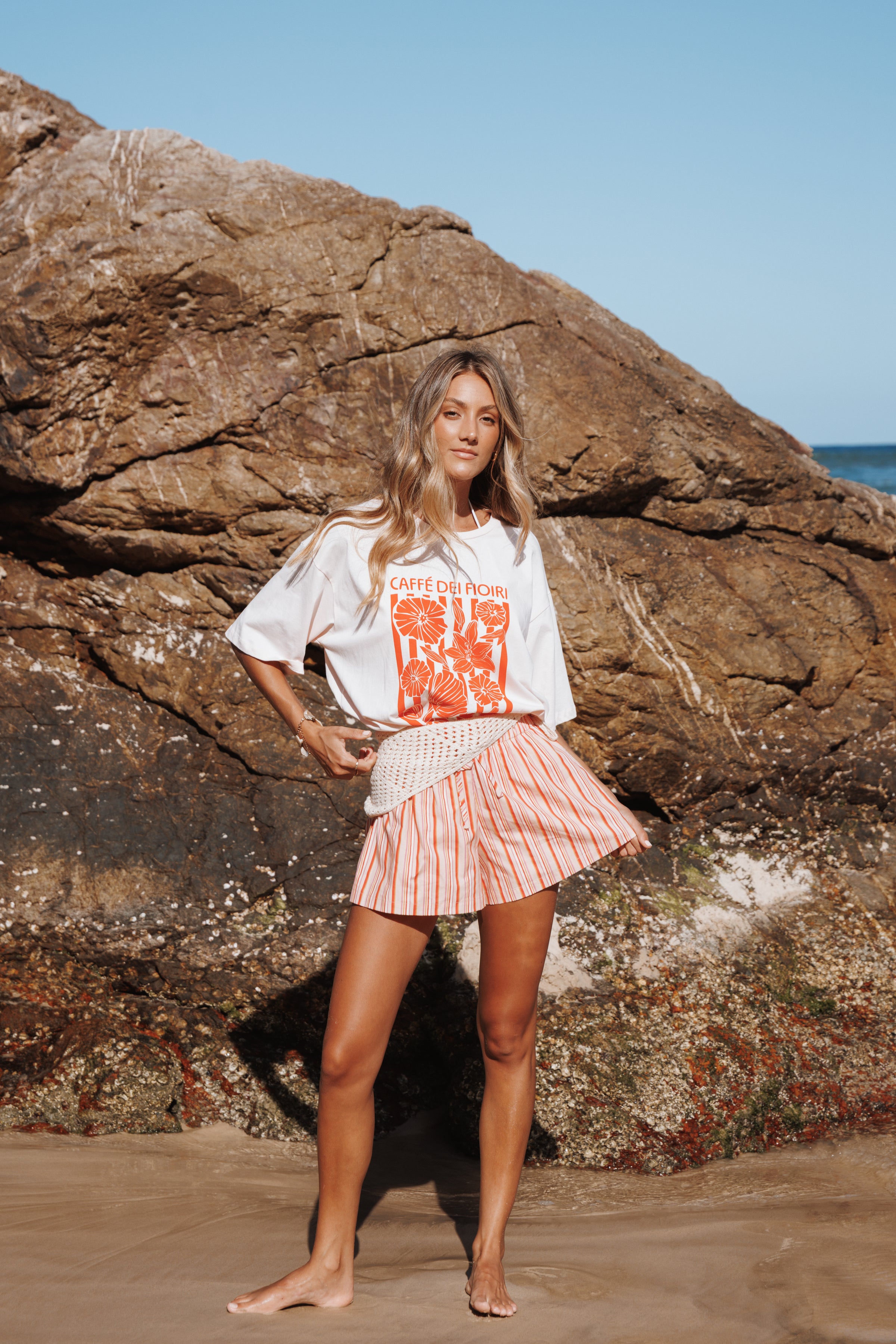 Petal and Pup USA BOTTOMS Mattina Shorts - Peach Stripe