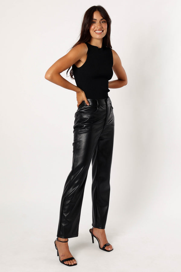 Petal and Pup USA BOTTOMS Maverick Vegan Leather Pants - Black