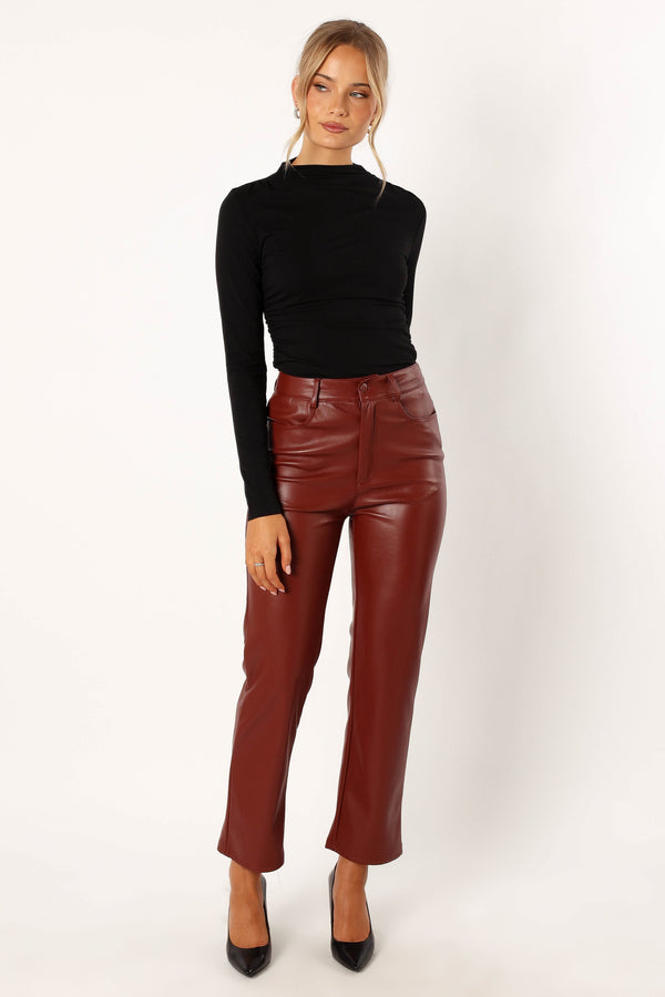 Petal and Pup USA BOTTOMS Maverick Vegan Leather Pants - Merlot