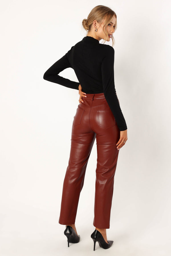 Petal and Pup USA BOTTOMS Maverick Vegan Leather Pants - Merlot