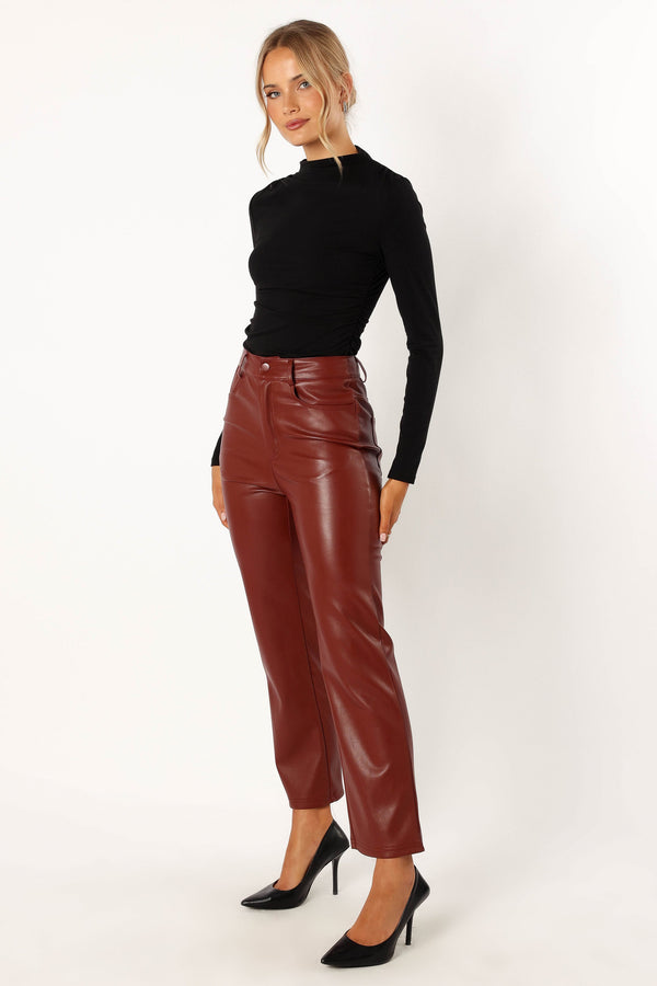 Petal and Pup USA BOTTOMS Maverick Vegan Leather Pants - Merlot