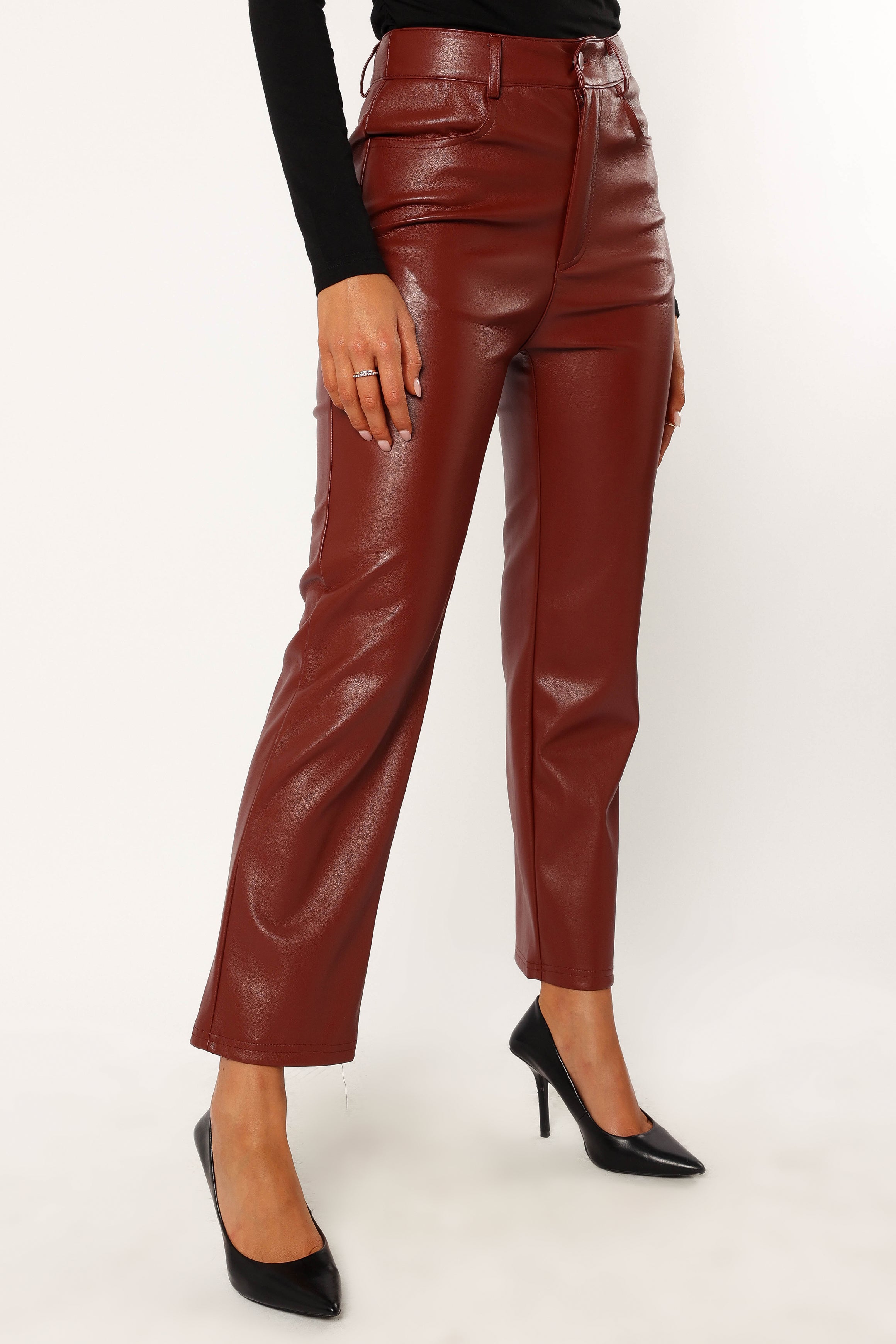 Maverick Vegan Leather Pants - Merlot | Petal & Pup USA